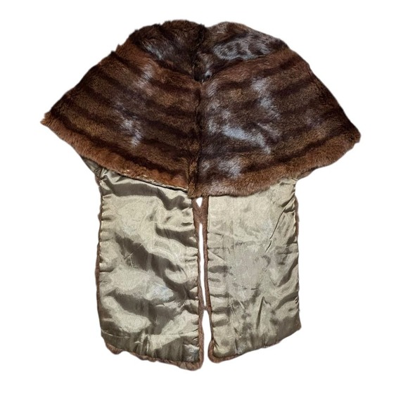 Vintage Brown Mink Fur Stole Cape Wrap Shawl for Women Winter - Picture 2 of 7